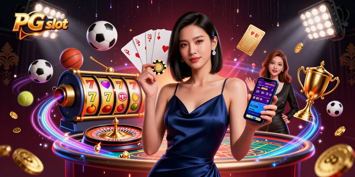 Play PG slot with our stunning Asian ambassador in a rich casino setting, vibrant with winning elements.