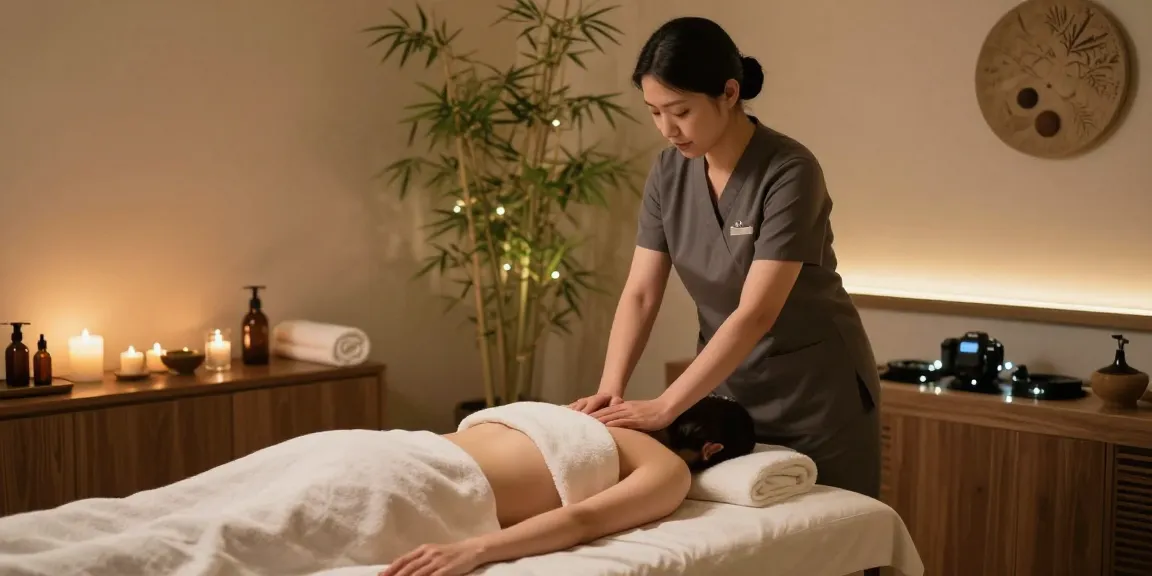 신촌출장마사지 session setup with professional therapist and calming environment.