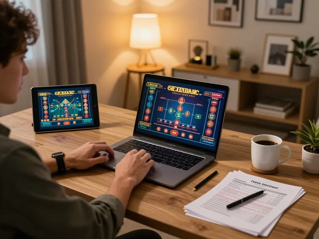 Player engaging with SC88 live dealer game on laptop in a cozy home setup.