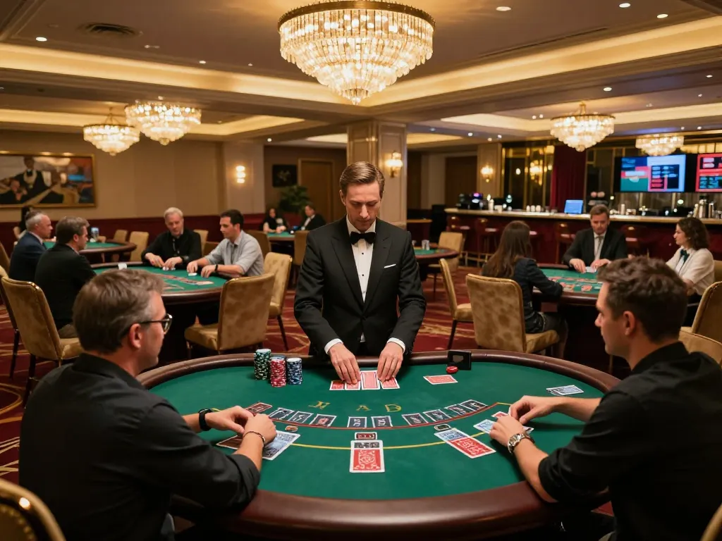 Players engaging in thrilling blackjack at qq88 casino live dealer room with elegant decor.