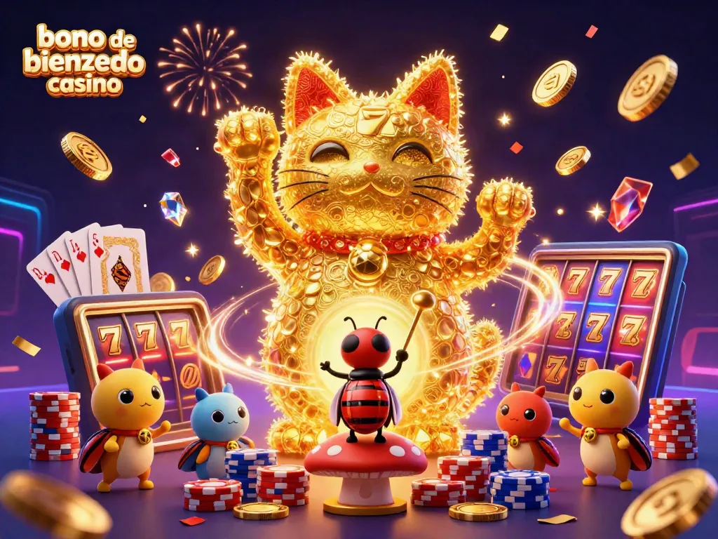 Experimenta la magia del bono de bienvenida casino con divertidos elementos de juego y símbolos brillantes.