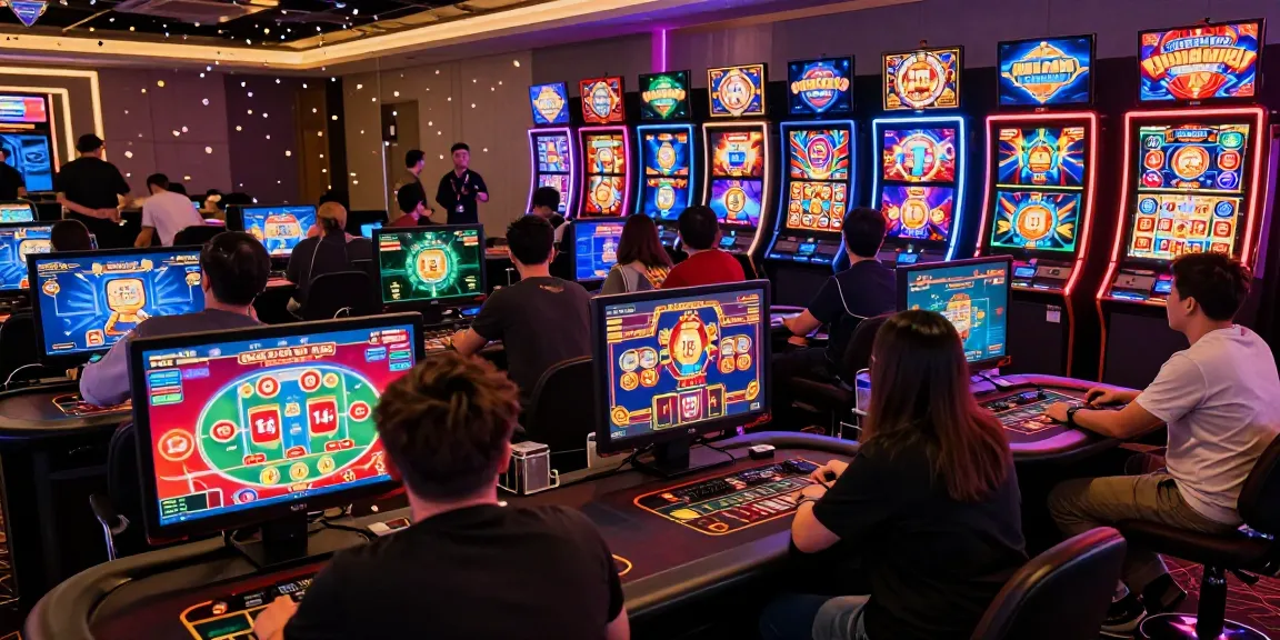 Players enjoying online games at MBM娛樂城 with vibrant visuals of live dealers and exciting slot machines.