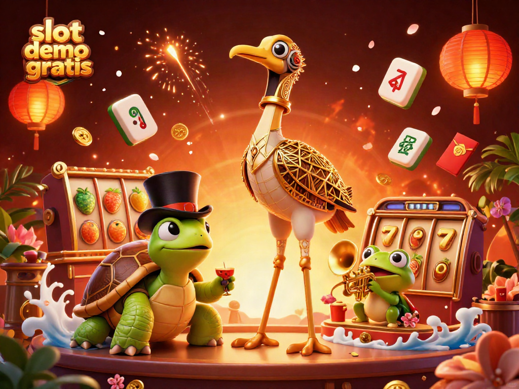 Engage with slot demo gratis featuring lively characters and vibrant slot elements in a festive casino atmosphere.