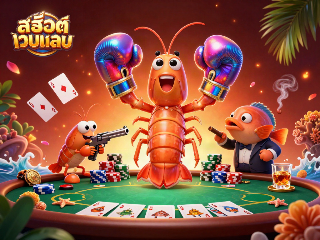 Experience thrilling gameplay with สล็อตเว็บตรง featuring cartoon sea creatures at an exciting poker table.