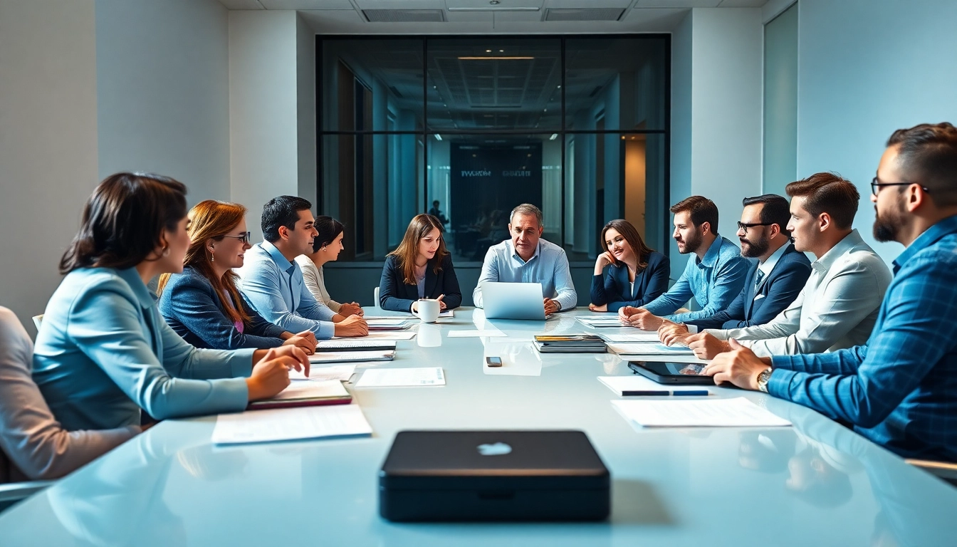 Professionals collaborating on Federal and State contracts and grants in a modern office setting.