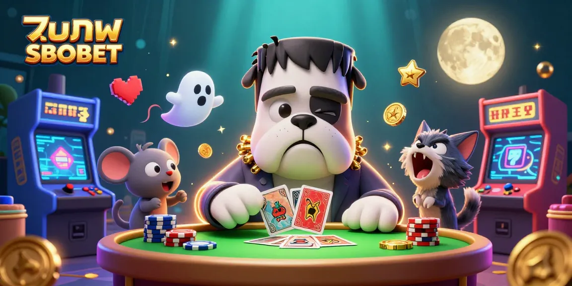 Engage with แทงบอล SBOBET at an electrifying digital casino featuring whimsical characters and vibrant gaming elements.