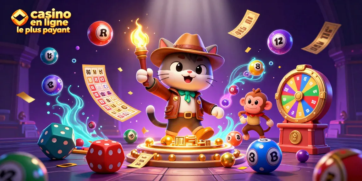 Illustration représentant l'exploration d'un casino en ligne le plus payant, avec des éléments de jeu dynamique.