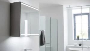 Hochwertiger sonni Spiegelschrank mit LED-Beleuchtung in modernem Badezimmer.