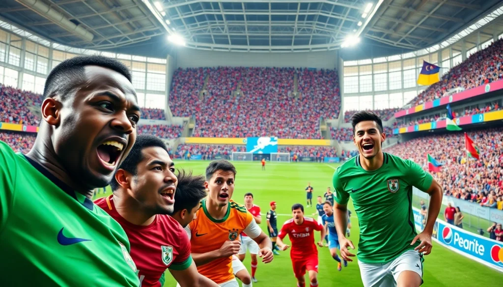 해외축구중계 중인 축구 경기에서 선수들이 활약하는 모습