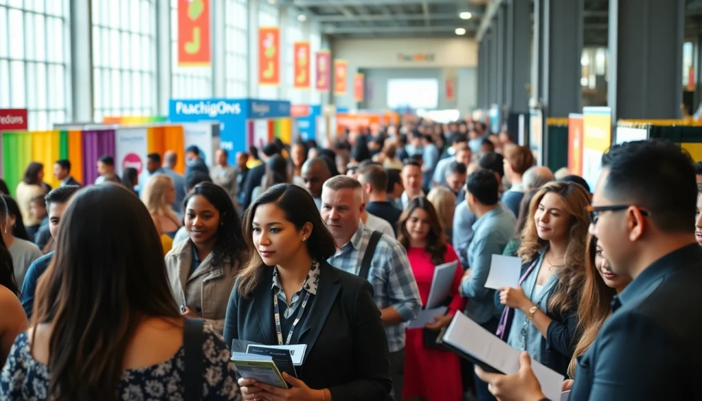 Networking at Chicago jobs fair showcasing diverse opportunities and vibrant atmosphere.