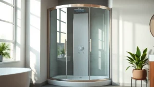 Genießen Sie die moderne sonni Duschkabine in elegantem Badezimmer-Design mit Glasdetails.