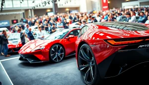 Tour attendees admire innovative vehicles at the Auto Cars Show event.