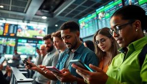 Explore the best sports betting sites India with bettors in an engaging sports lounge environment.