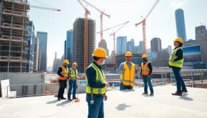 Manhattan General Contractor overseeing an urban construction site in Manhattan's skyline.