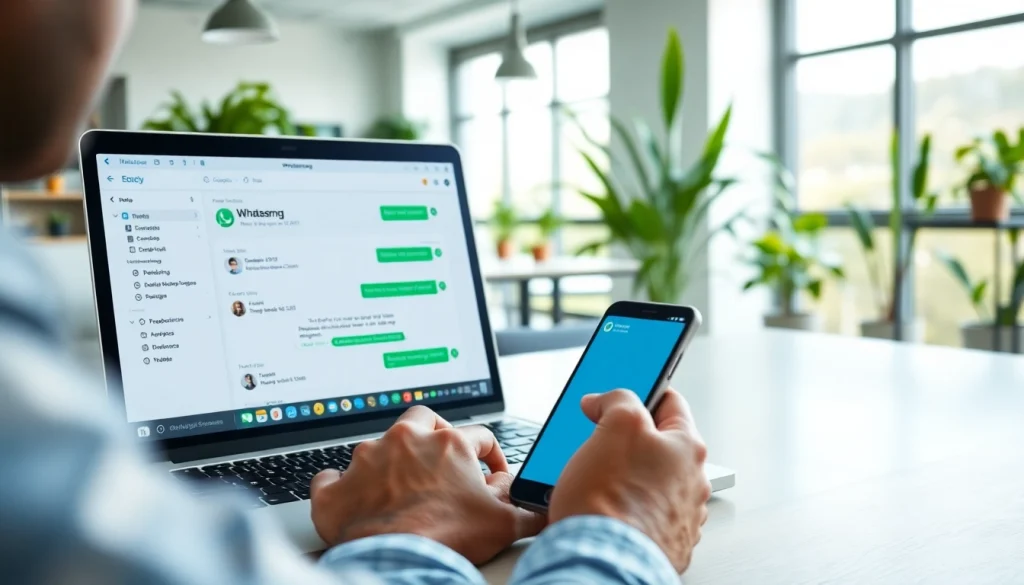 Send messages seamlessly with ultramsg, showcasing a user-friendly interface on a laptop.