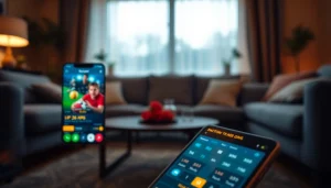 Engaging setup showcasing sports betting apps Oklahoma on a smartphone in a cozy environment.