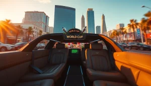 World Cup Group Transportation featuring a luxury limousine in Los Angeles, embodying elegance and excitement.