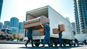 Vancouver moving company professionals loading a truck in the city.