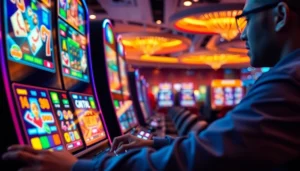 Menggairahkan pengalaman bermain slot gacor di kasino dengan mesin berwarna cerah.