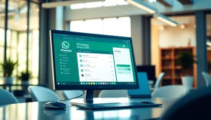 Enhance customer engagement using the efficient WhatsApp Smart CRM interface in a modern office.