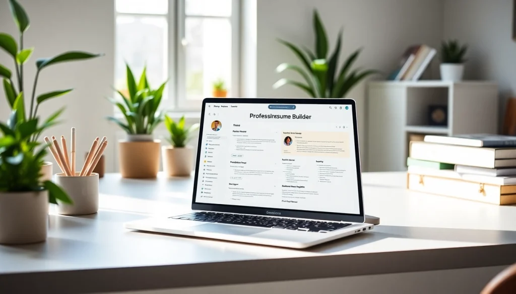 Create a stunning resume using our Resume Builder in a modern workspace with fresh decor.