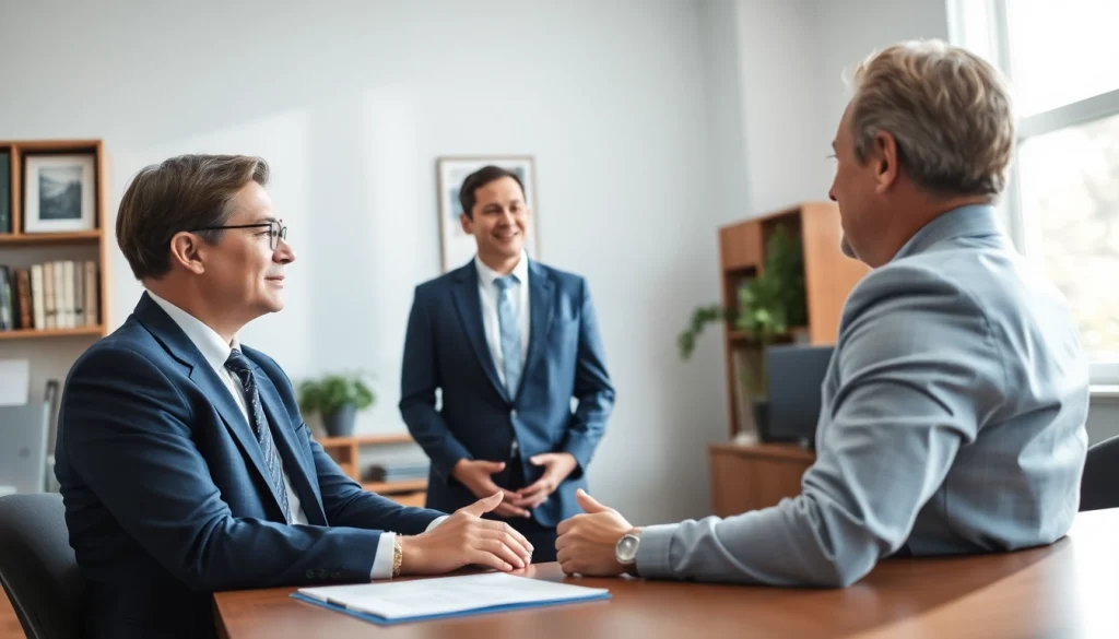 Find a Public Adjuster Near Me assisting a homeowner in a professional office setting.