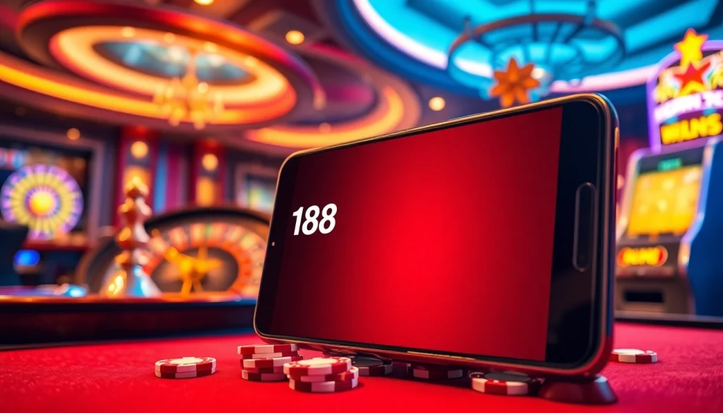 Trải nghiệm cảm giác hồi hộp với Tik88 qua cảnh casino sống động, thể hiện giao diện ứng dụng trên điện thoại thông minh