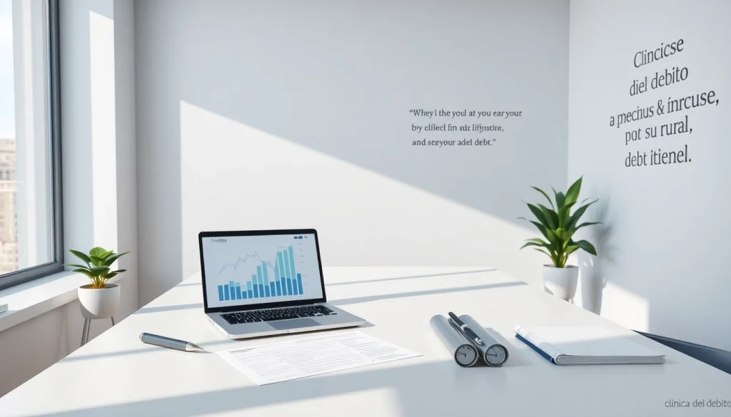 Ufficio di consulenza finanziaria di Clinica del Debito, con un ambiente professionale e elementi di gestione del debito.