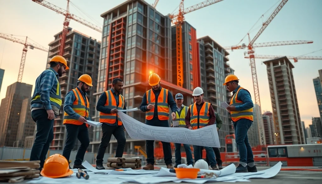 Efficient New York City General Contractor team on a construction site working collaboratively on a building project.