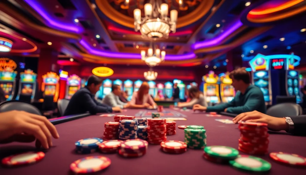 Dengan walettoto, pemain berinteraksi di meja permainan kasino yang enerjik.