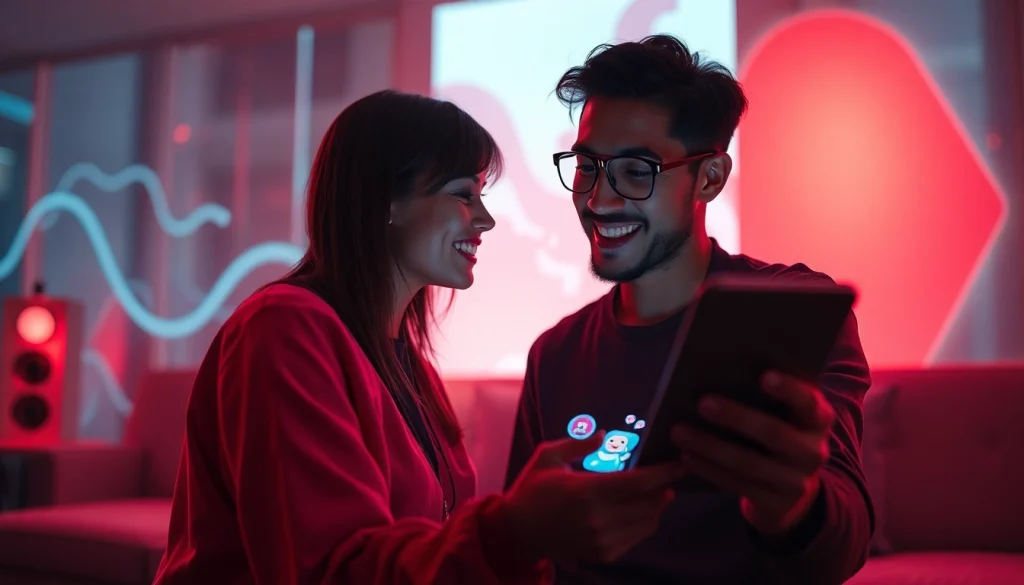 Engaging in a vibrant nsfw ai chat on a sleek digital device, showcasing an interactive interface.