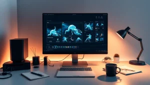 Innovative workspace showcasing NSFW AI content creation with advanced technology.