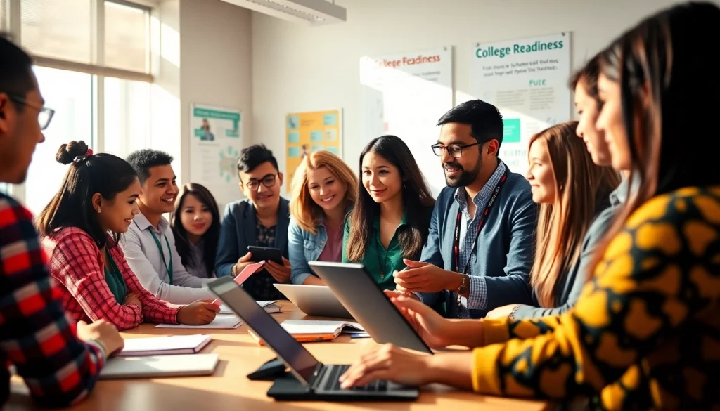 Illustration of educators enhancing college readiness through the texas college bridge program.