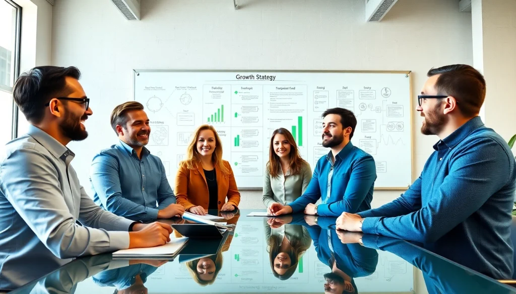 Capture of a team discussing growth strategy trends, showcasing brainstorming and innovation.
