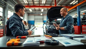 Get an online extended car warranty quote explained by a mechanic in a professional garage.