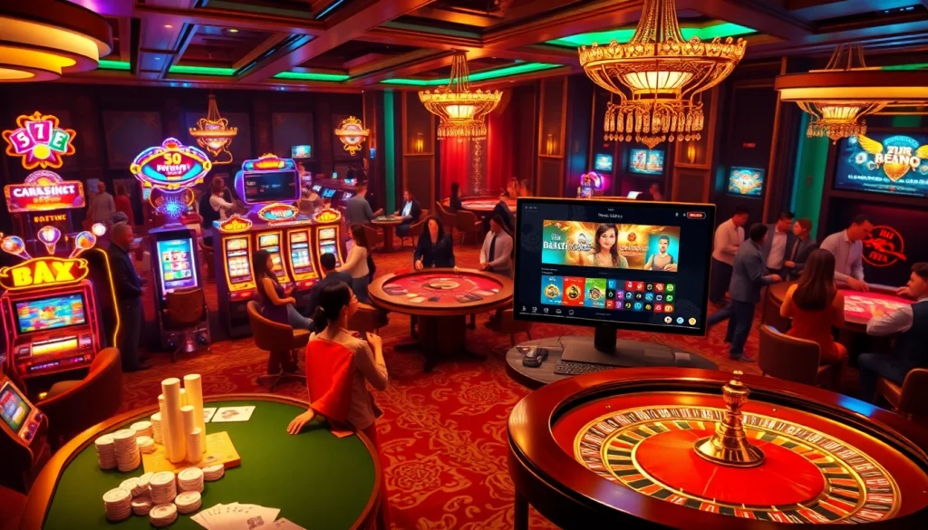 Players enjoying a vibrant gaming atmosphere at 555win, showcasing exciting casino games and online betting.