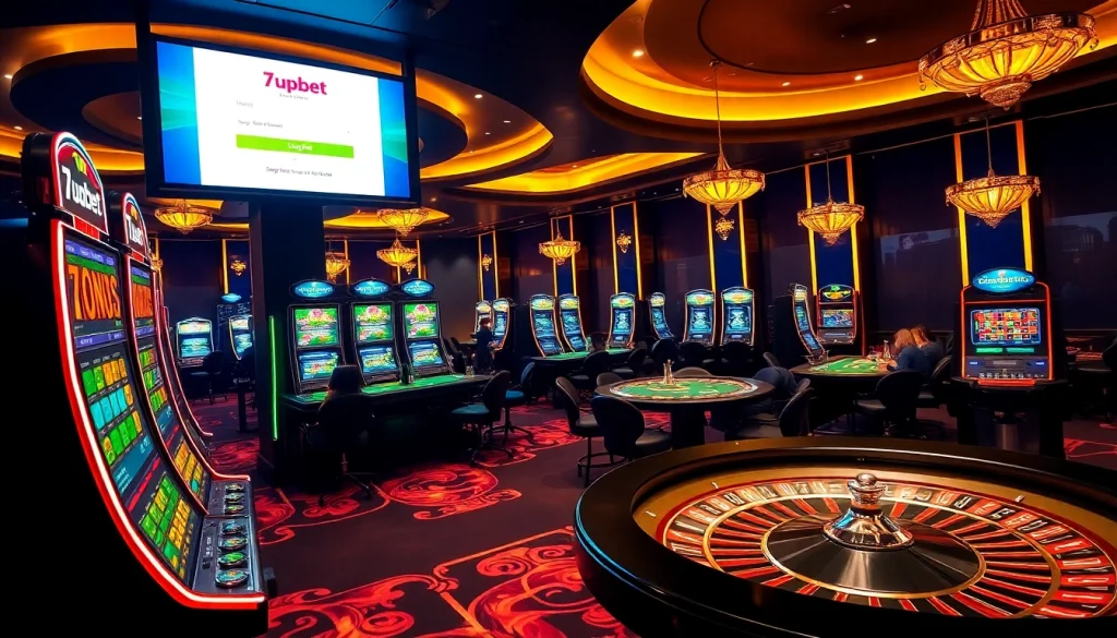 Experience the excitement of the 7upbet login interface in a vibrant casino environment.