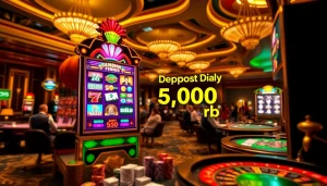 Rasakan sensasi aksi slot Depo 5rb di kasino yang hidup dengan mesin berwarna-warni dan pemain yang antusias.