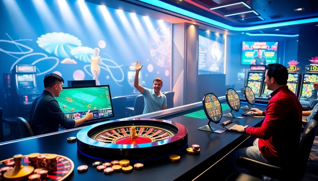 Betting on sbobet at an online casino, featuring virtual tables and poker chips.