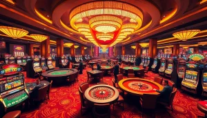 Players enjoying high-stakes games at bk8thai's luxurious casino environment, showcasing excitement and professionalism.