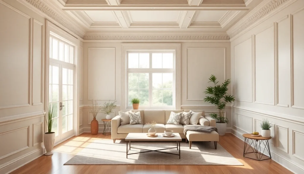 Exquisite trim work highlighting detailed moldings and baseboards in a warm and inviting home.