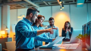 Engaging professionals discussing competitive intelligence faqs in a modern office setting.