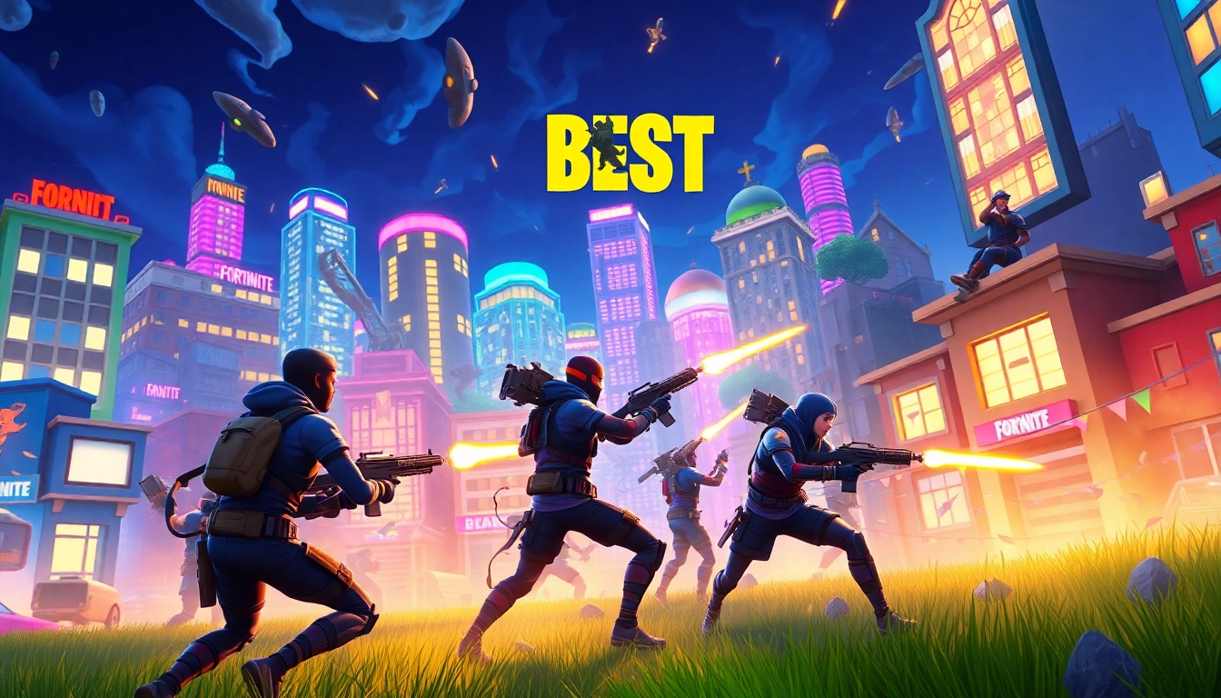Experience thrilling gameplay with the Best Fortnite script, showcasing players in intense action.